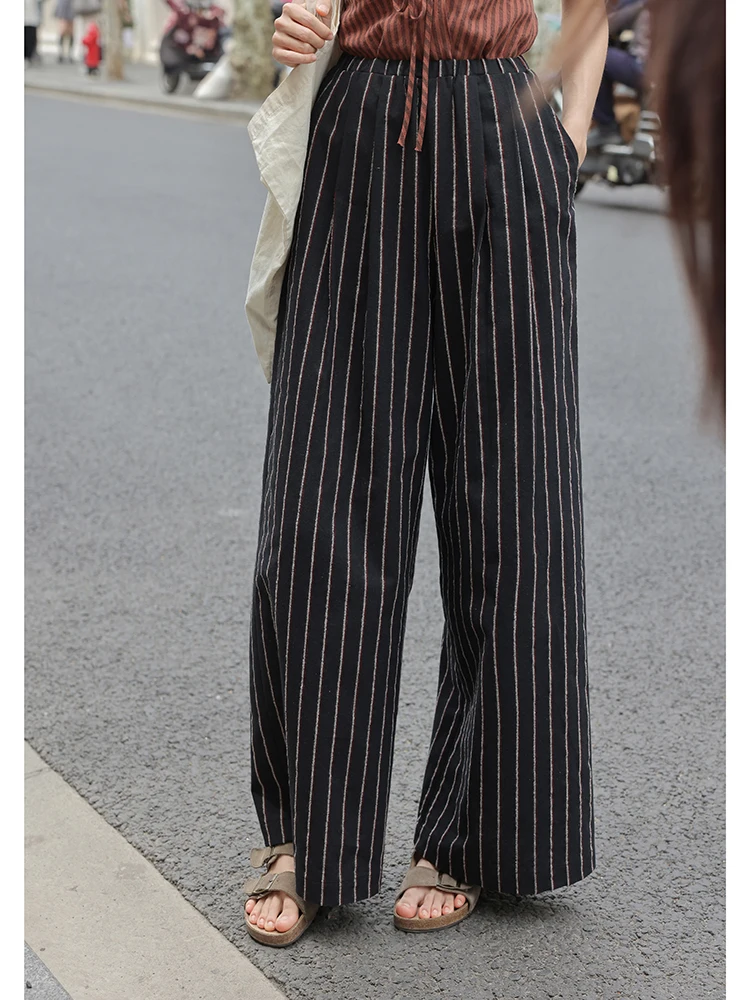 

Свободные широкие брюки женские в полоску, тонкие, повседневные, удобные, длинные, летние, новинка, микс брендов