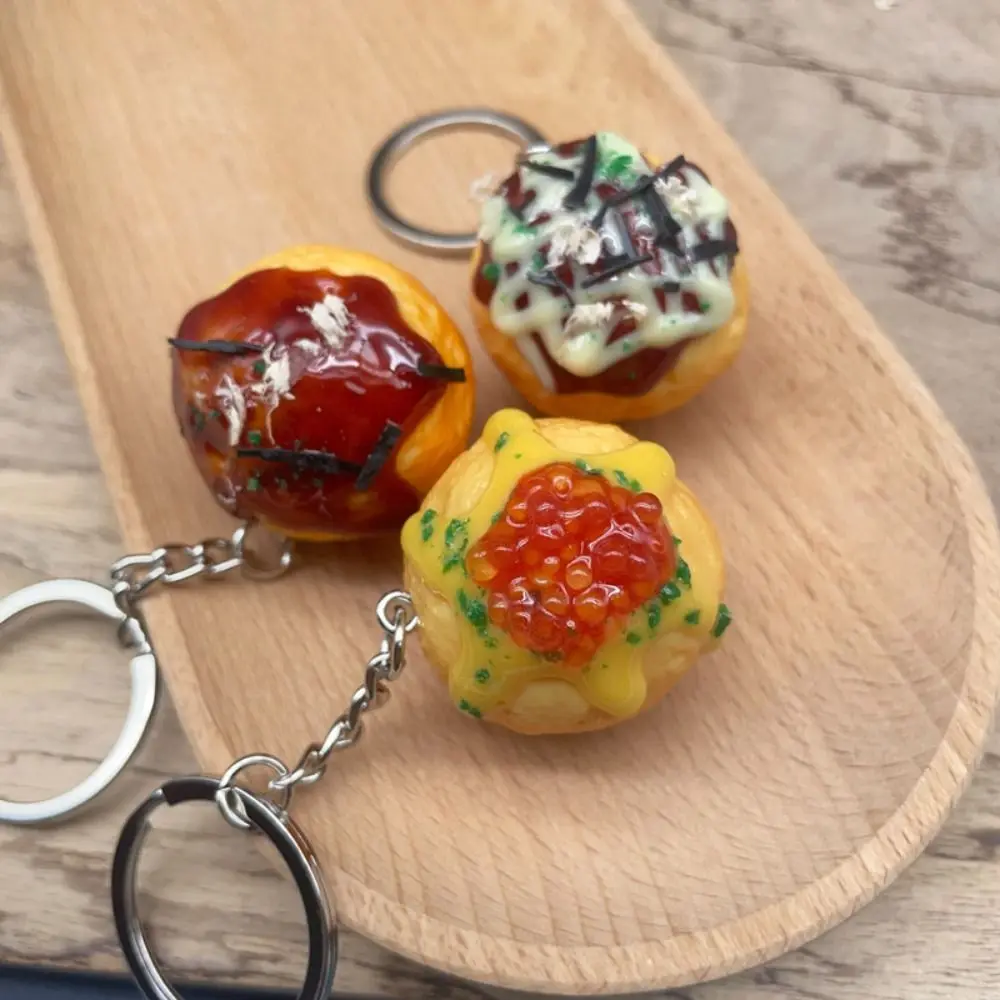 Funny Bag Pendant Simulation Food Key Chain Jewelry Accessories Charms Takoyaki Pendant Car Keychains PVC Keychain Gift