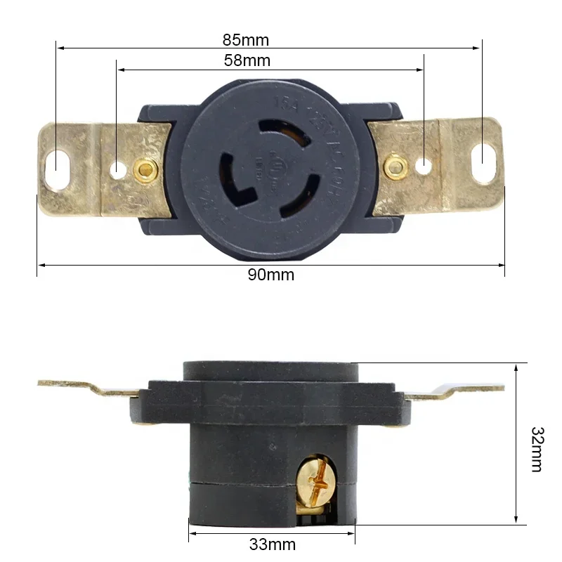 NEMA L5-15R 15A 125V US 2-core 4-wire US Anti-fall Socket