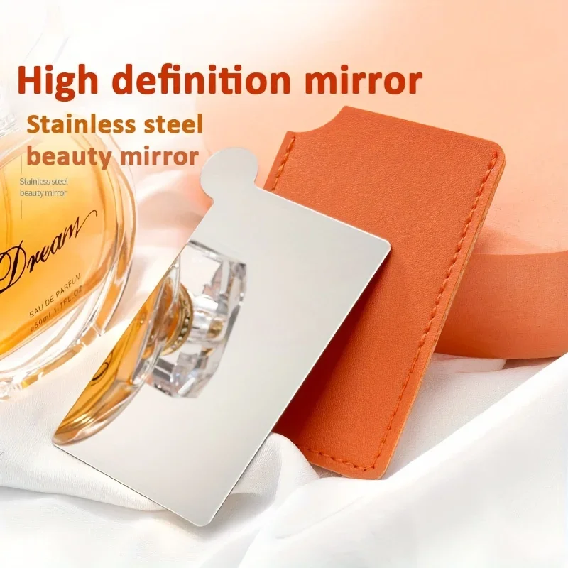 ステンレス製コンパクトミラー - 持ち運びに便利な高精細フレームレスデザイン、外出先でのタッチアップやメイクアップに最適なギフト