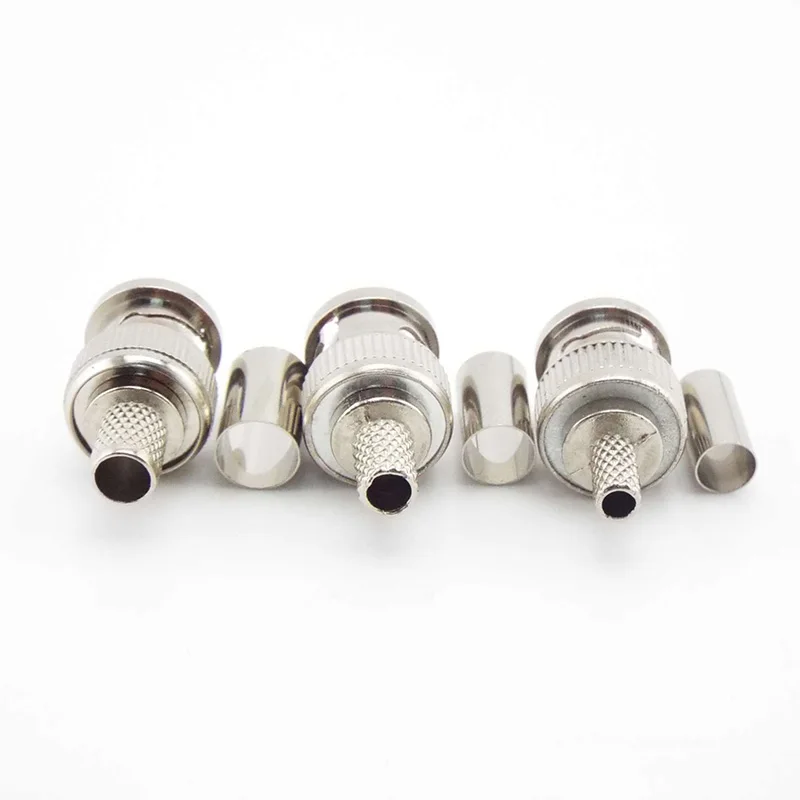 5pcs BNC Female Coupler Connector RG58/RG59/RG6 BNC Male Crimp Type Connector adapter plug for CCTV audio W28