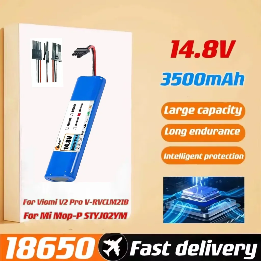 100% Brand New. 14.8V 12800mah 18650 Lithium Battery, Suitable for Viomi V2 Pro, Vrvclmb21b and Styj02ym.