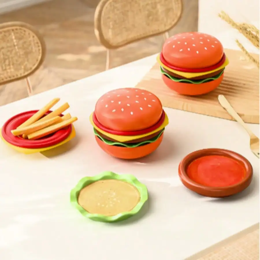 

5pc/7pc creative hamburger dip plate household tableware household dip plate plate Dim sum plate