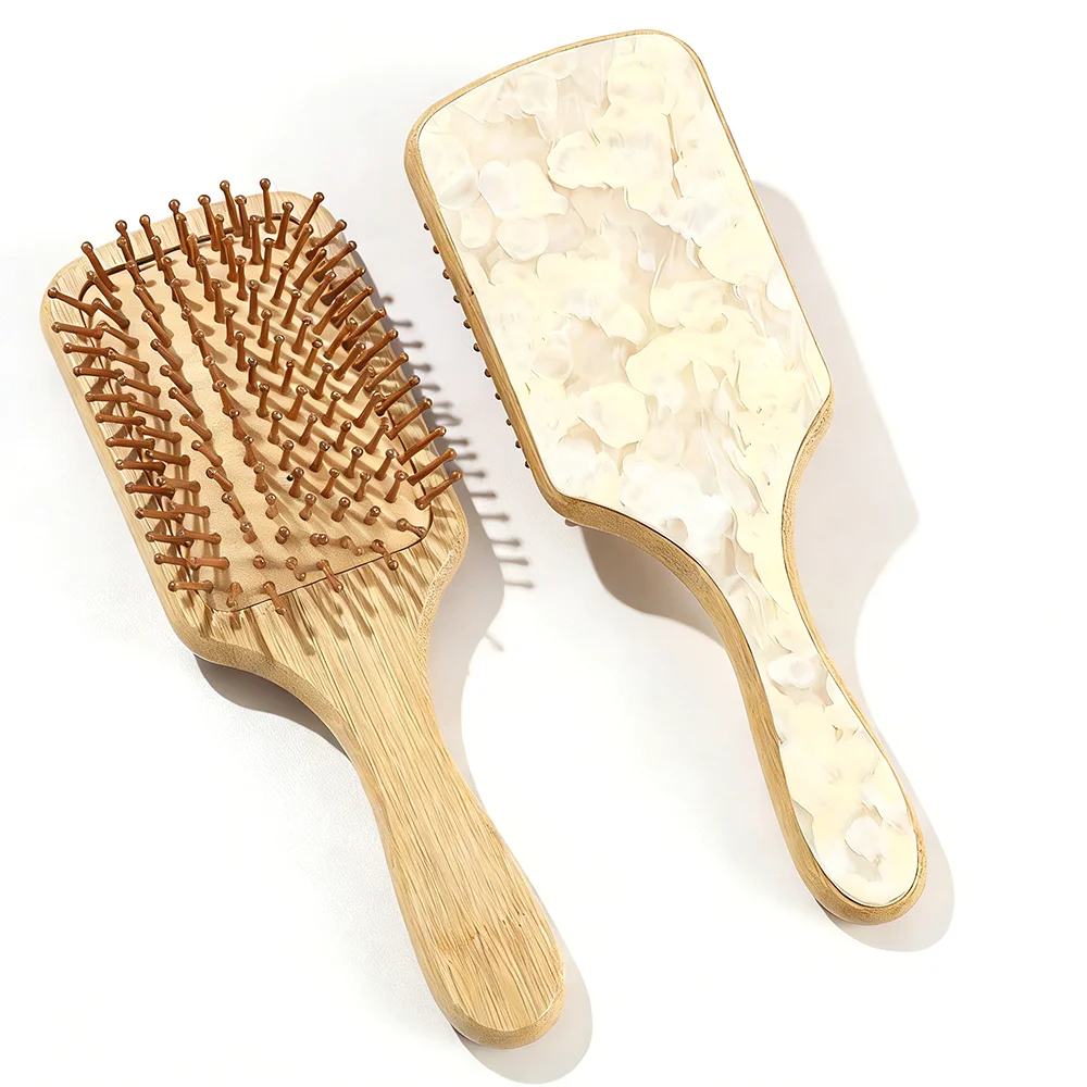 Anti-Static Acetate Hair Comb with Airbag Pad Fashionable OL Style Women's Geometry Hairbrush Handmade Processed Elastic