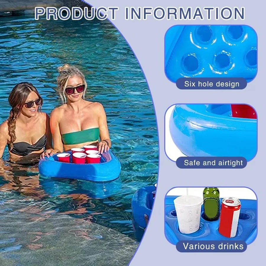 Summer Pool Party Triangle Cup Holder Six Hole Beer Holder Water Coaster Cool Summer Carnival Hawaii Party Supplies view 2