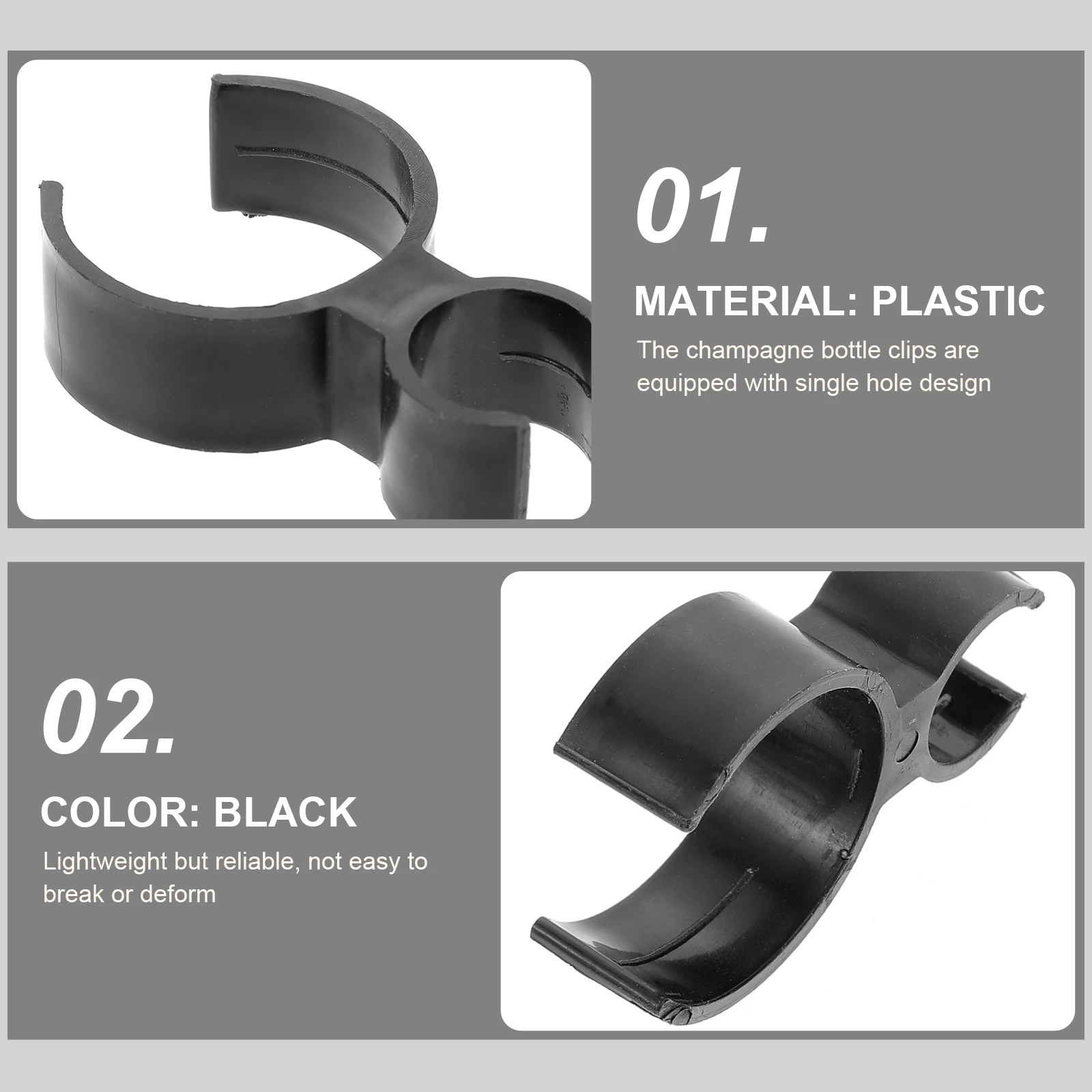 

10 Pcs Holder Black Plastic Sparkler Clip Clips Bottle Single Hole Design Reusable Safety Clip