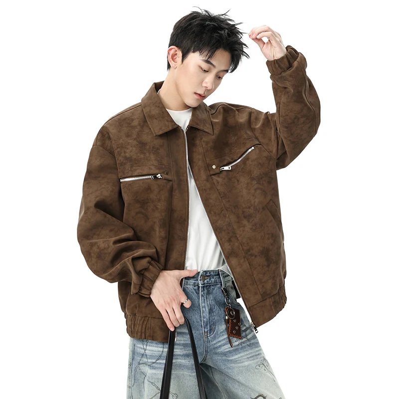 2026 Spring/Summer American Tie-Dye Train Flight Jacket Leather Coat for Men and Women High-end Style Coat