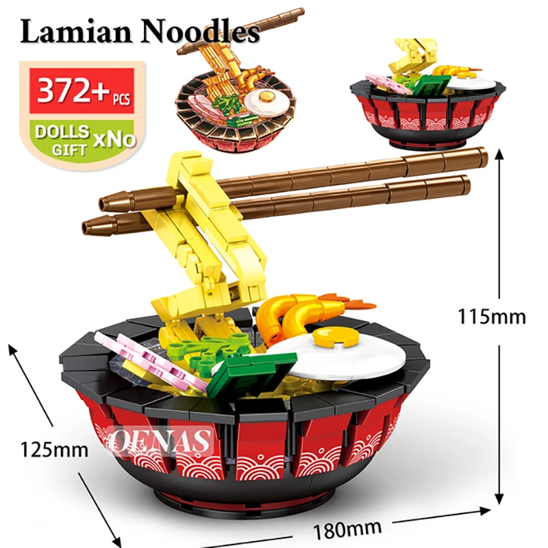 Idea Japan Delicious Food Building Block Ramen Noodles Takoyaki Octopus Balls Japanese Barbecue Brick Children Toy For Gifts