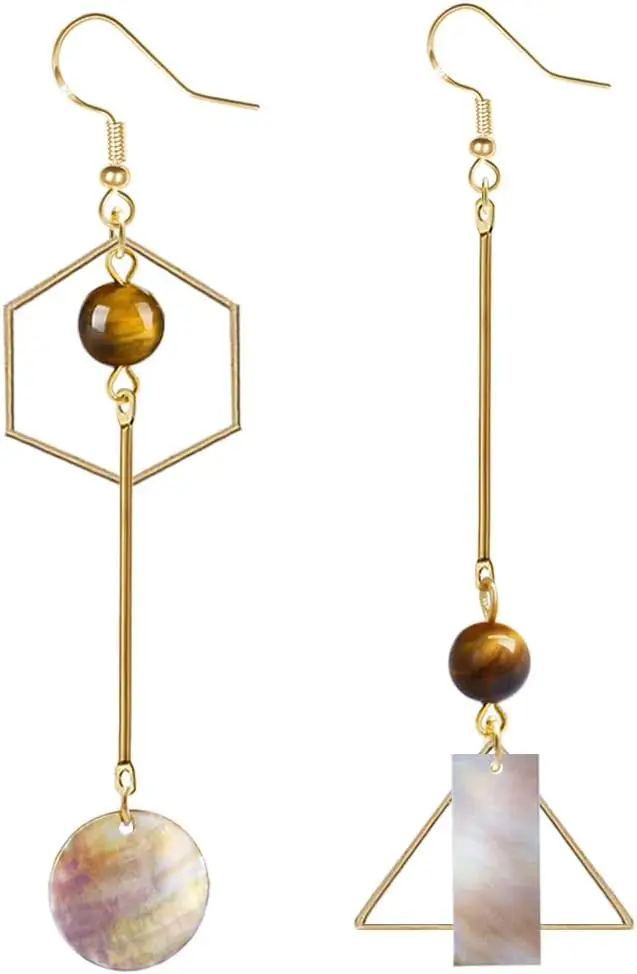 

Mismatched Boho Asymmetrical Shell Earrings for Women Fashion Geometric Minimalist Hook Design