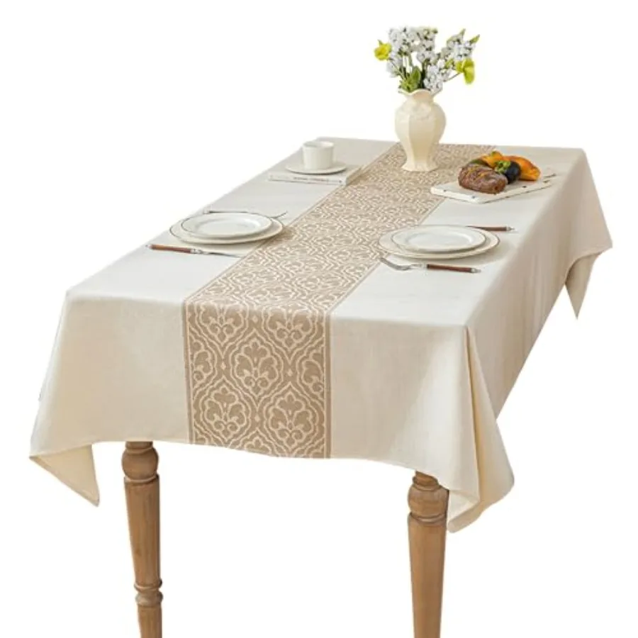 

Linen Tablecloths for Rectangle Tables, Fabric Tablecloth Advanced Waterproofing Technology for Dinningroom, Farmhouse