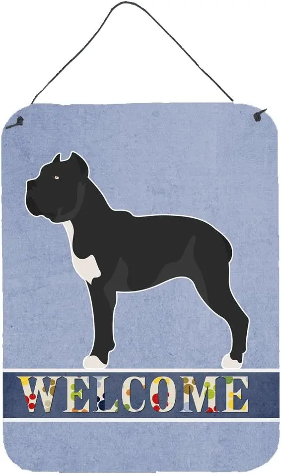 Carolines Treasures BB8345DS1216 Cane Corso Welcome Wall or Door Hanging Prints, Blue Aluminum Metal Sign Kitchen Bar Bathr
