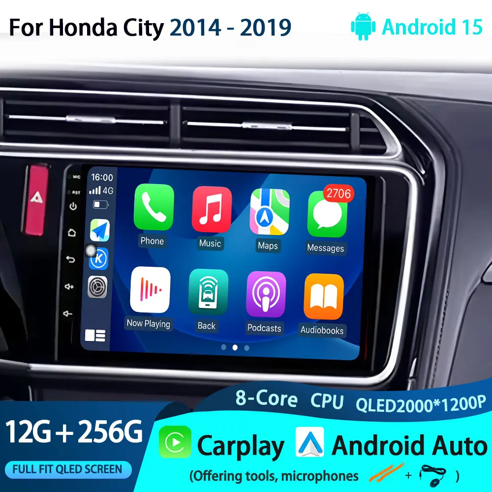 

Навигационное GPS-радио 4G WIFI Android 15 для Honda City 2014 2015 2016 2017 2018 2019 Мультимедийный стерео автомобильный плеер