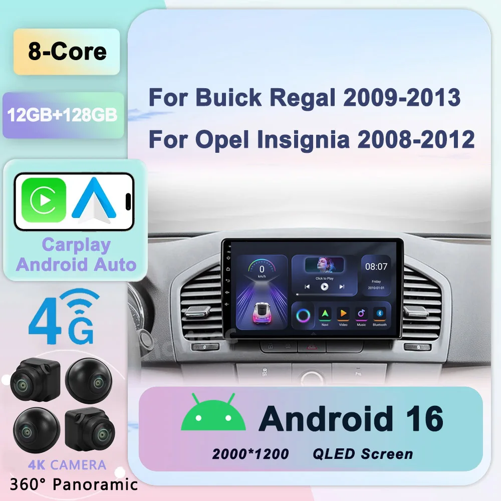 

Android 16 2din Car Radio For Buick Regal 2009-2013/Opel Insignia 2008-2012 Auto Video Player Navigation Carplay Autoradio