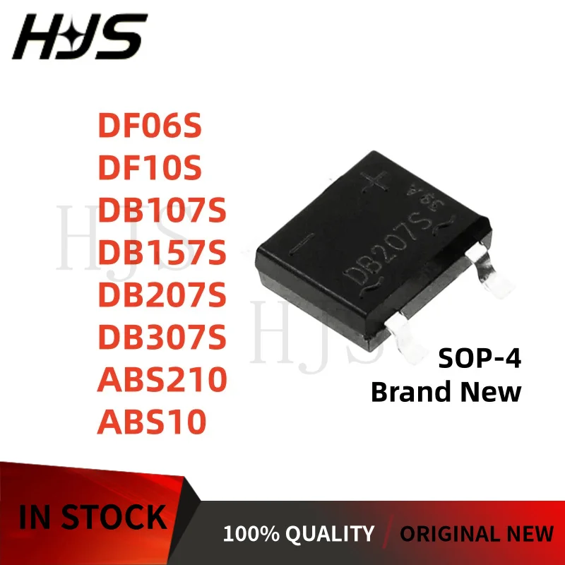50PCS DF06S DF10S DB107S DB157S DB207S DB307S ABS210 ABS10 SOP-4 Single-phase bridge rectifier High-quality