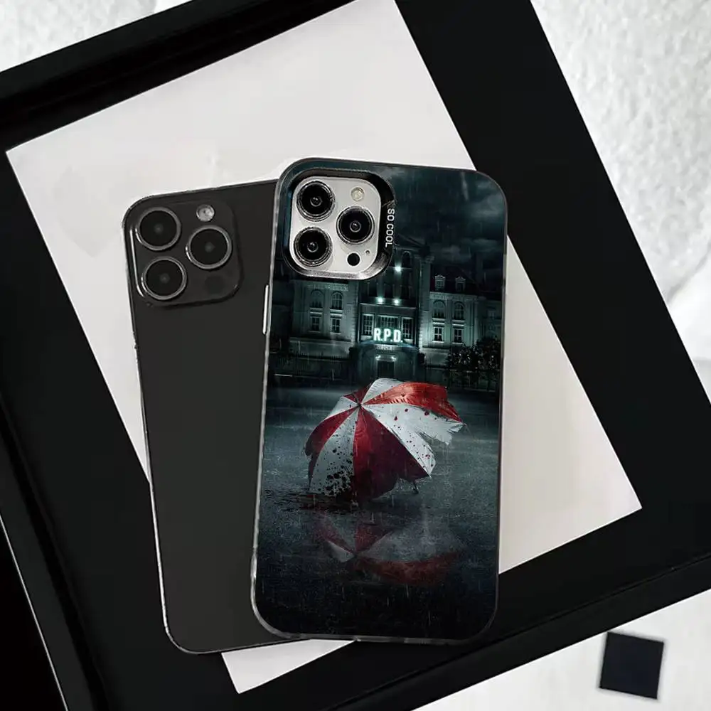 حافظة هاتف U-Umbrella C-Corporation لهاتف iPhone 16,15,14,13,12,11,Mini,Pro,SE,MAX غطاء أبيض غير لامع مقاوم للصدمات