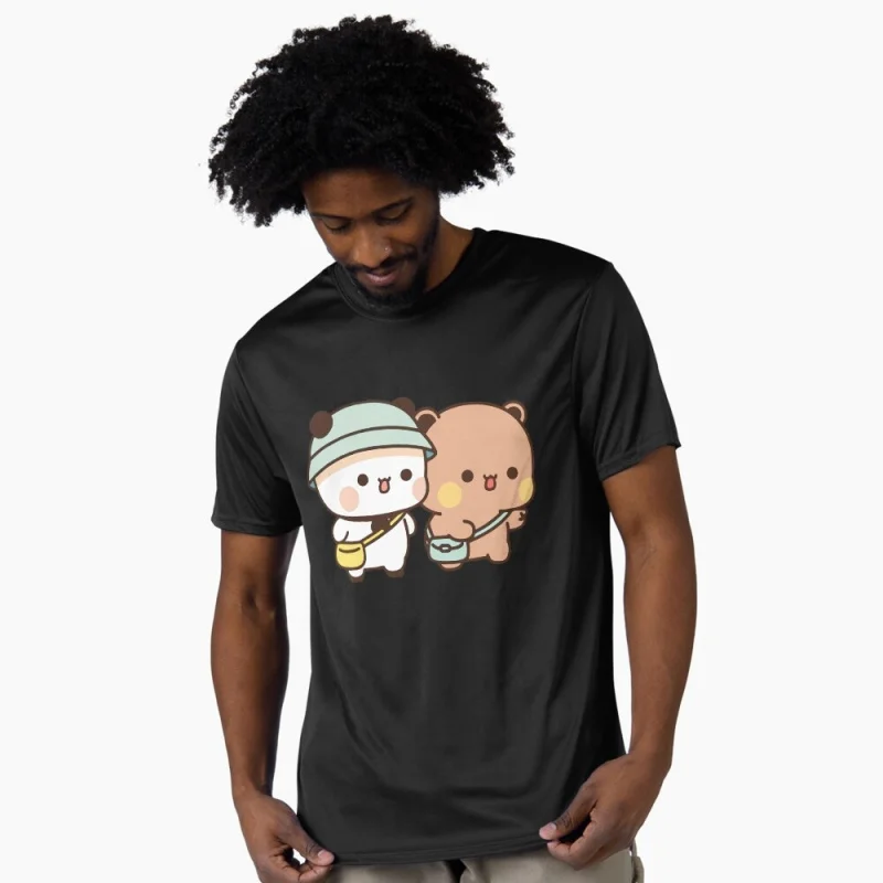 

Bubu and Dudu Going to Work Together t shirt ‌kawaii‌ Panda Bear Cartoon Graphic tee Cute Y2K Clothes 100% cotton All size Tee