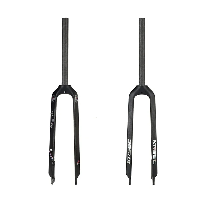 KRSEC XR5 Mountain Bike All Carbon Fiber Front Fork 26/27.5/29 Inch Straight Pipe Hard Forks Disc Brake Bicycle Parts