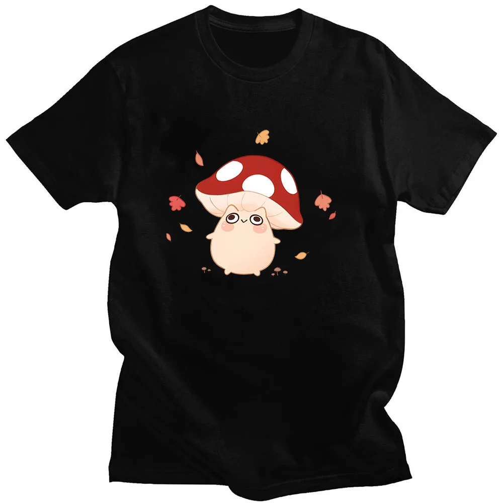 Mushroom Kitty T-shirt Anime Print Anime Comfortable Tee-shirt 100% Cotton High Quality Tshirt Short Sleeve Manga Cartoon Tees