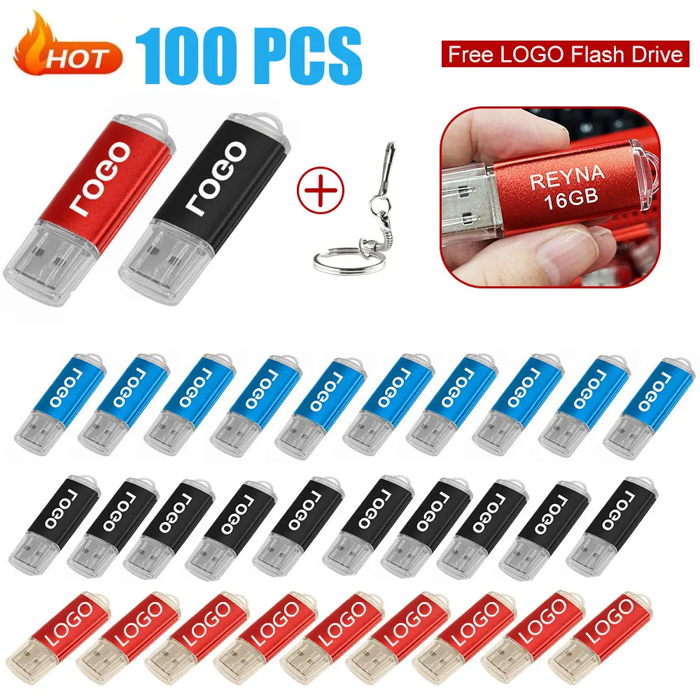 

Free Custom 100PCS USB Flash Drive Pen Drive 256MB 512MB 1GB 2GB 4GB 8GB 16GB Pendrive Memory Stick 32GB 64GB USB Stick Gift