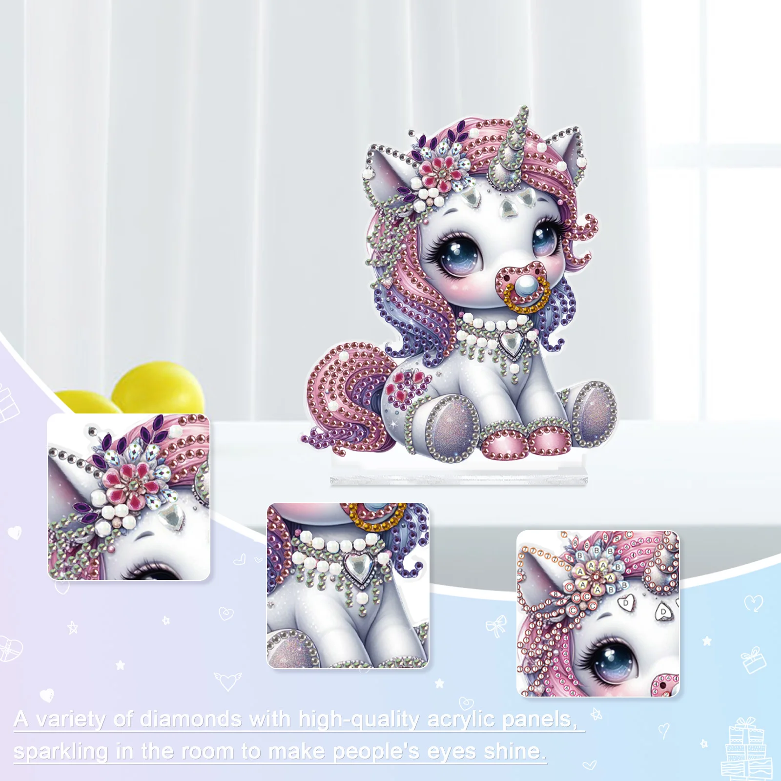 Diamond Art Painting Desktop Ornament Kits for Adults,Cute Horse Special Shape Diamond Art Tabletop Decor for Home Office Gift