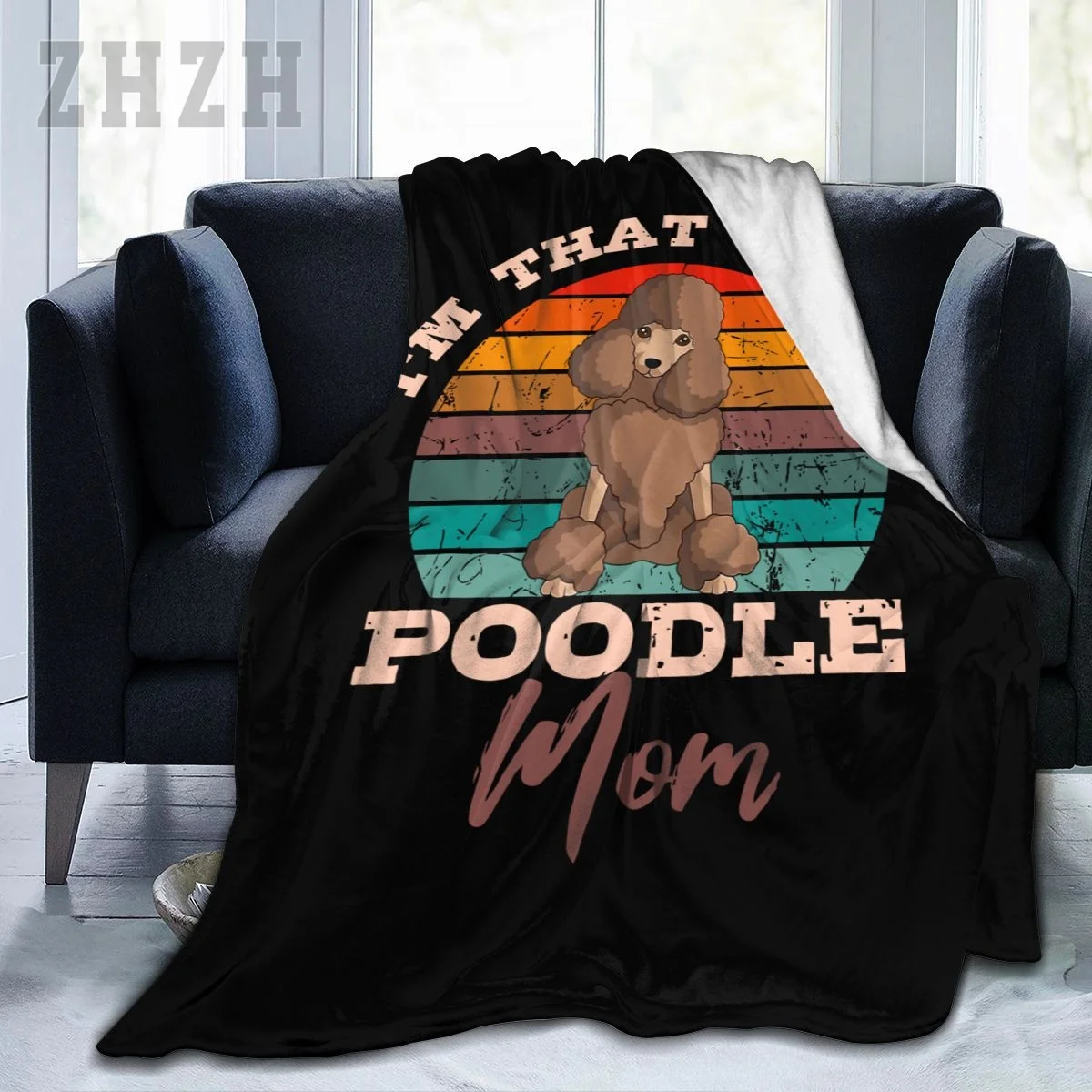 Blanket Vintage Poodle Mom Dog Owner Retro Lover Mother's Day Flannel Multifunction Outdoor Camping Sofa Cover Keep Warm