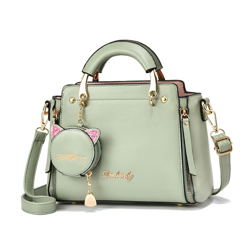 Bolso de mensajero de hombro para mujer, bolso de moda versátil, adorno de gato, 25x10x19cm, Haifei