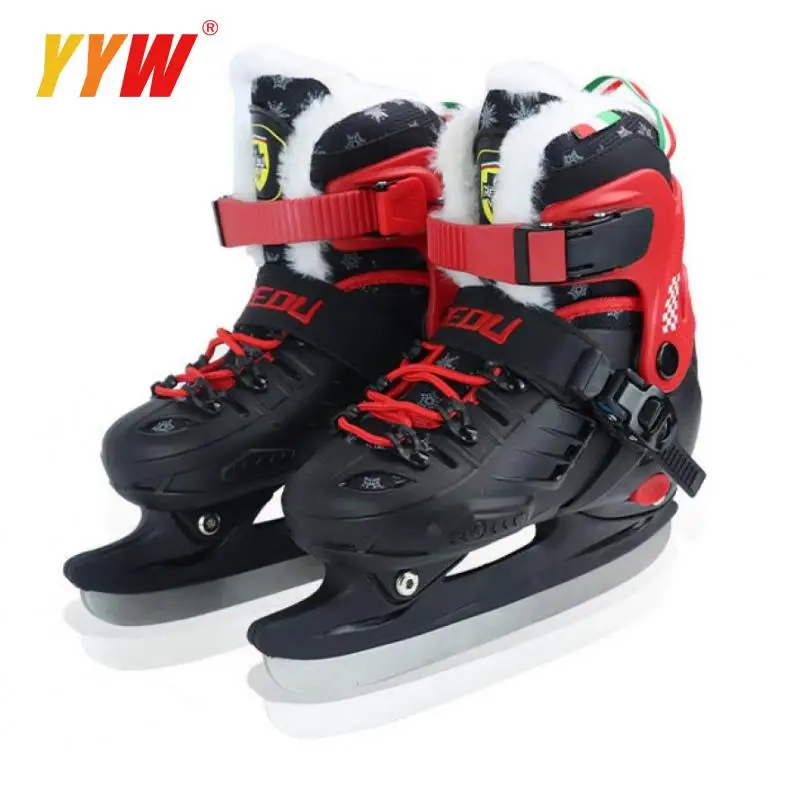 Winter Adult Teenagers Kids Roller Skate Ice Hockey Skates Shoes PU Thermal Thicken Beginner Professional Ice Skating Blade Shoe