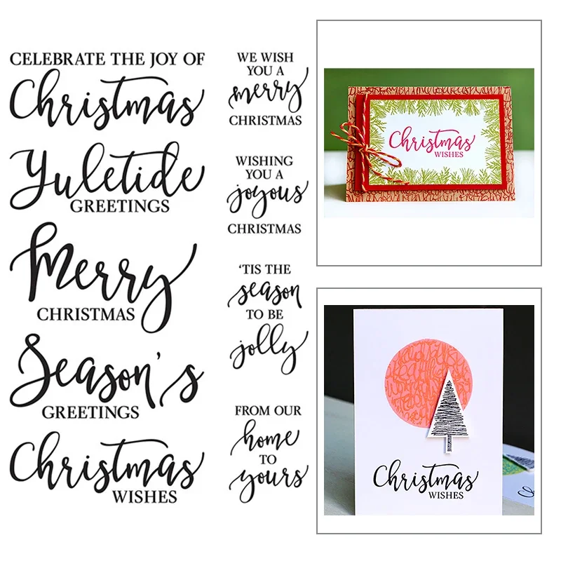 New Merry Christmas English Words timbri trasparenti per fai da te creazione di biglietti di auguri Album Scrapbooking No Metal Cutting Dies