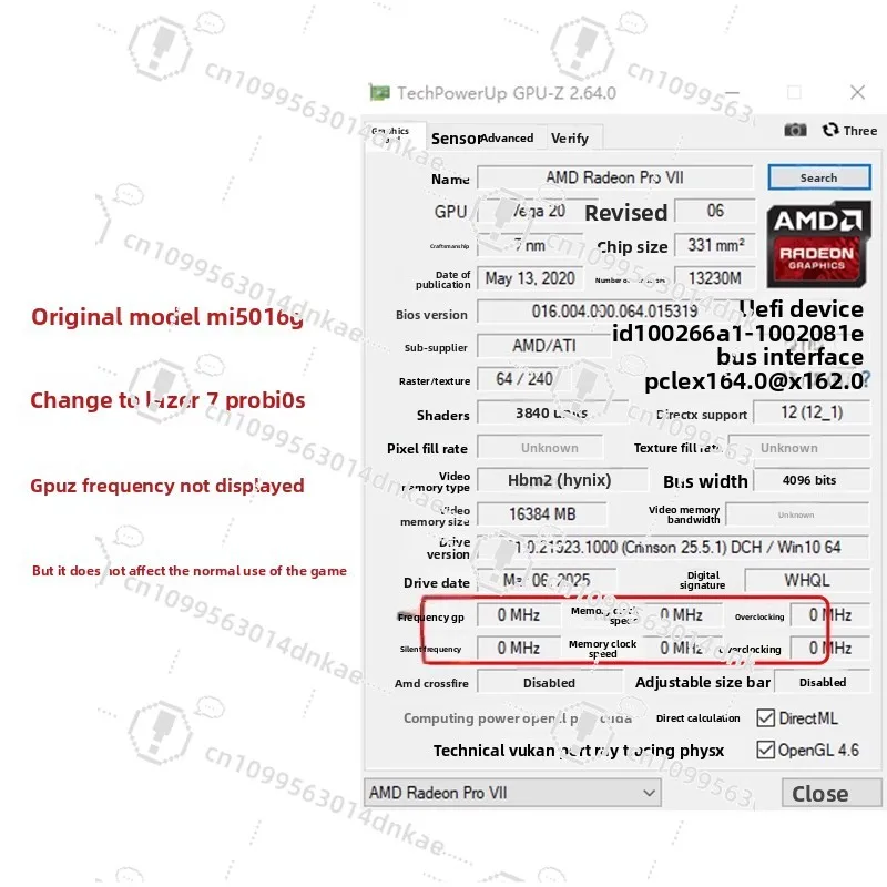 Karta graficzna AMD MI50 16G 7, BIOS karty graficznej, karta graficzna do gier komputerowych
