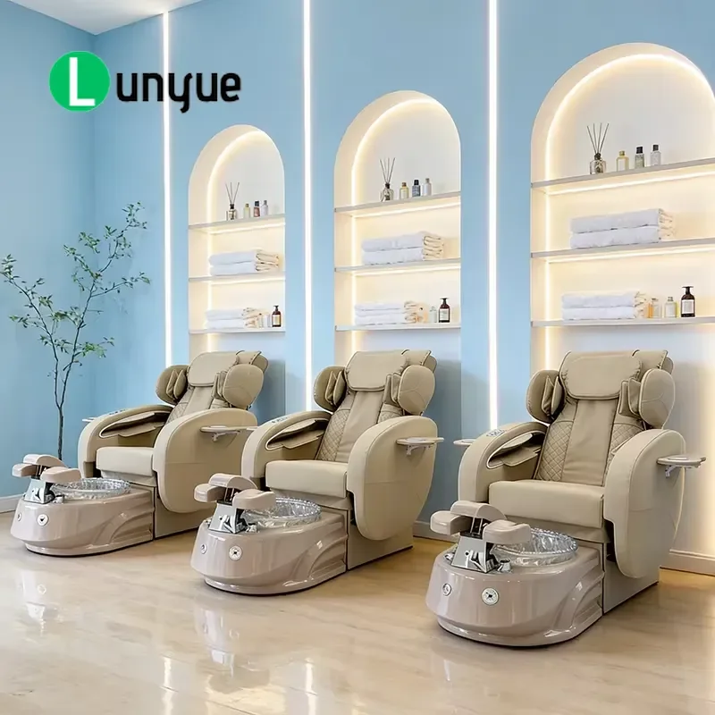 Modern Electric Massage Pedicure Chair Luxury Reclining Nail Furniture with Glass Bowl Spa Equipment Comfortable Foot