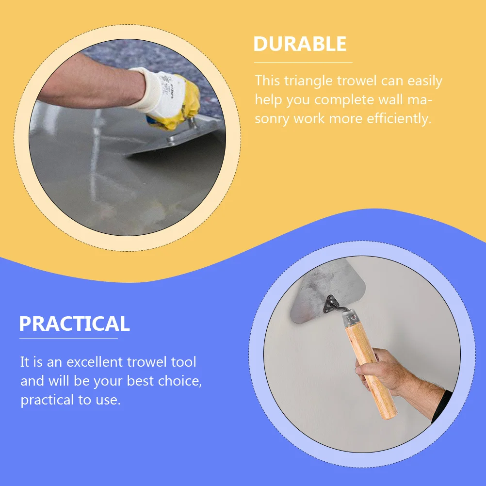 

3Pcs Durable Triangle Trowels Multi-Functional Concrete Level Tool Practical Bricklaying Trowel Wooden Handle Plaster Trowel