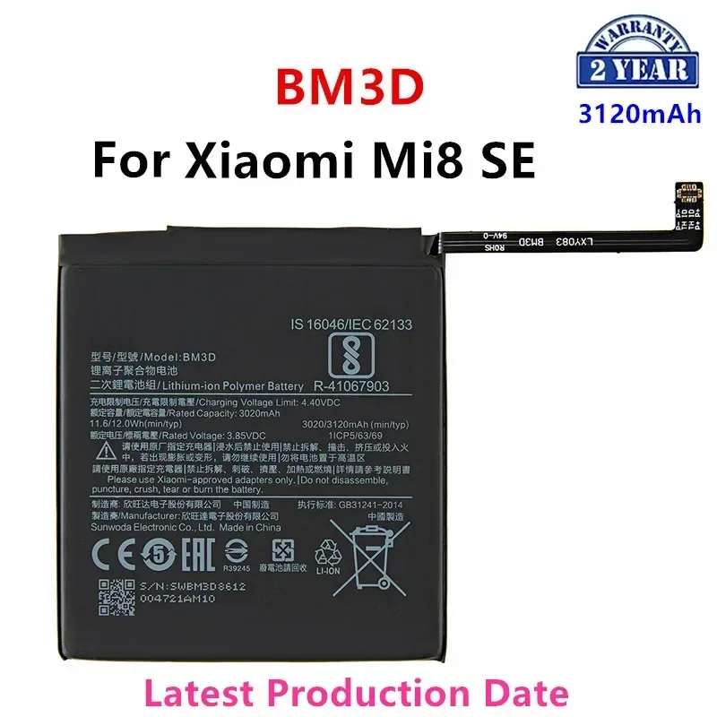 

Brand New BM3D 3020mAh Battery For Xiaomi Mi 8 SE Mi8 SE Mi8SE BM3D High Quality Phone Replacement Batteries