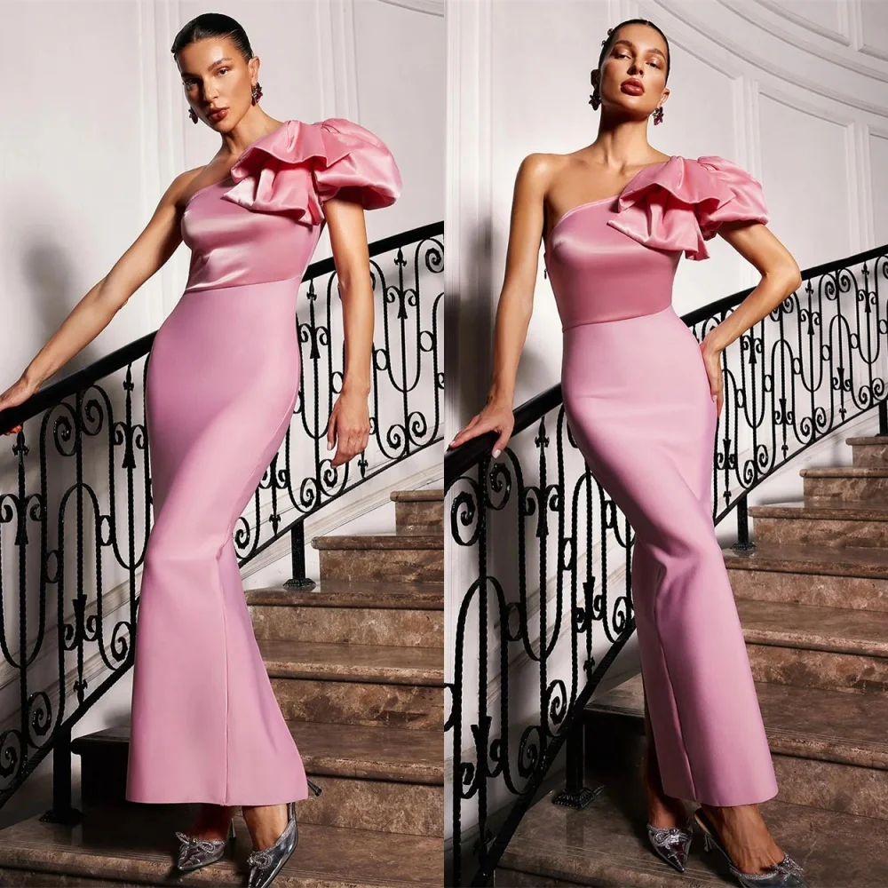 

Customized Soft Jersey Evening Dresses Temperament One Shoulder Sleeveless Homecoming Dresses Elegant Special Occasion Gowns