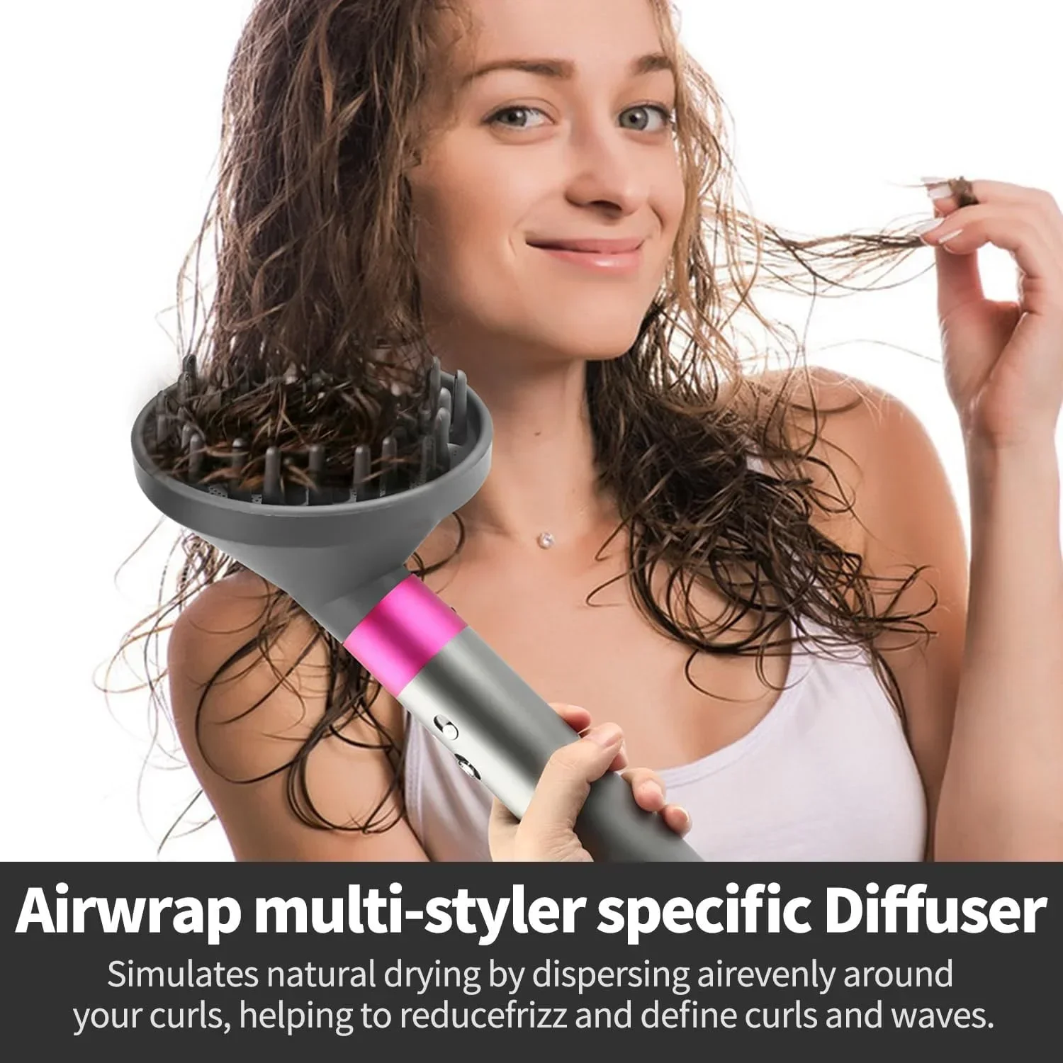 

Профессиональная насадка-диффузор Airwrap — универсальная насадка подходит для всех щипцов для завивки Dyson, уменьшает флюины для салона — качественный стиль