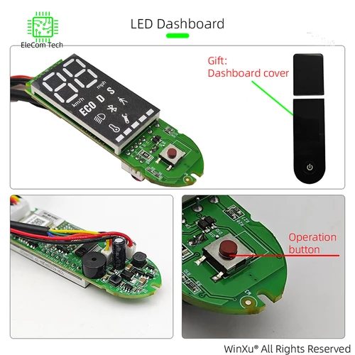 Imagen 2 del producto Motor sin escobillas para patinete eléctrico M365, controlador Universal, tablero LED, Kit de 36V y 350W para conversión de reparación Xiaomi M365