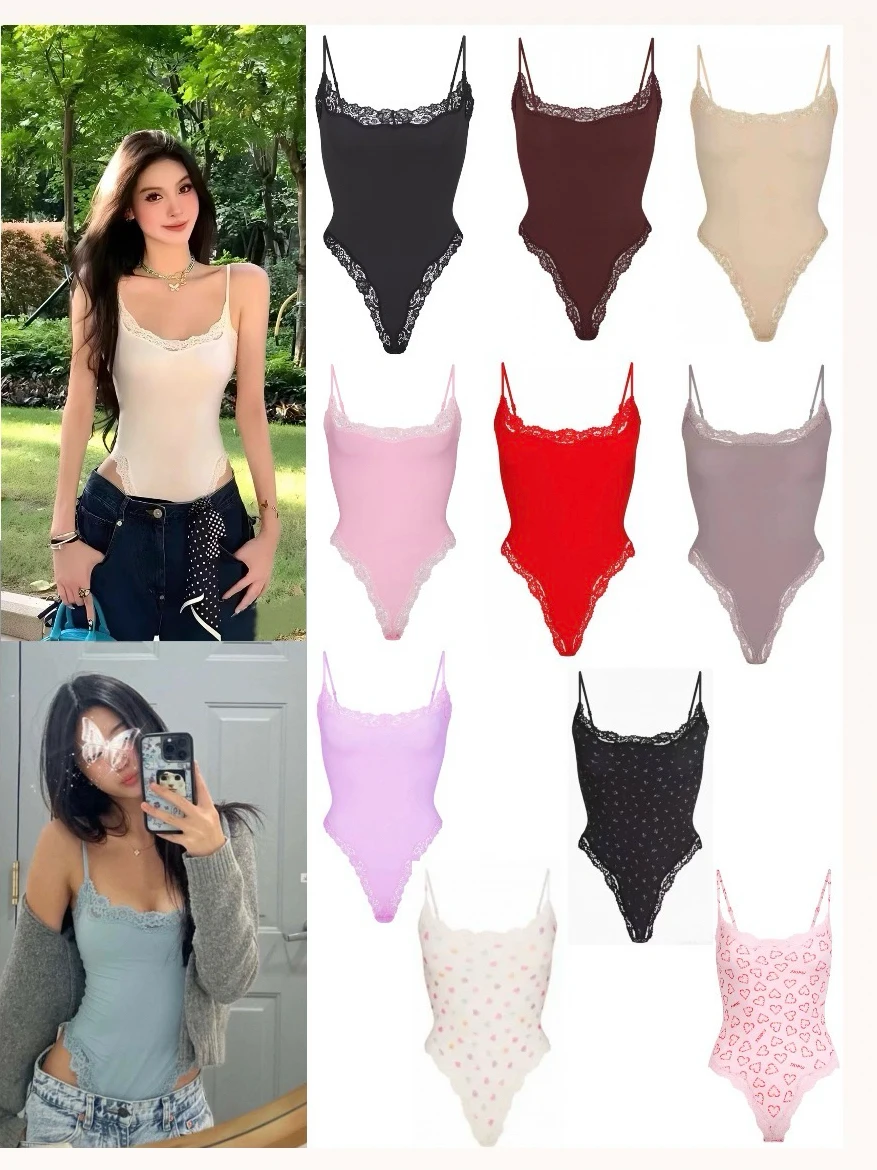 Kardaian Blogger past iedereen met kanten rand ter onesie vest top hoge taille en katoen Rer zomercollectie