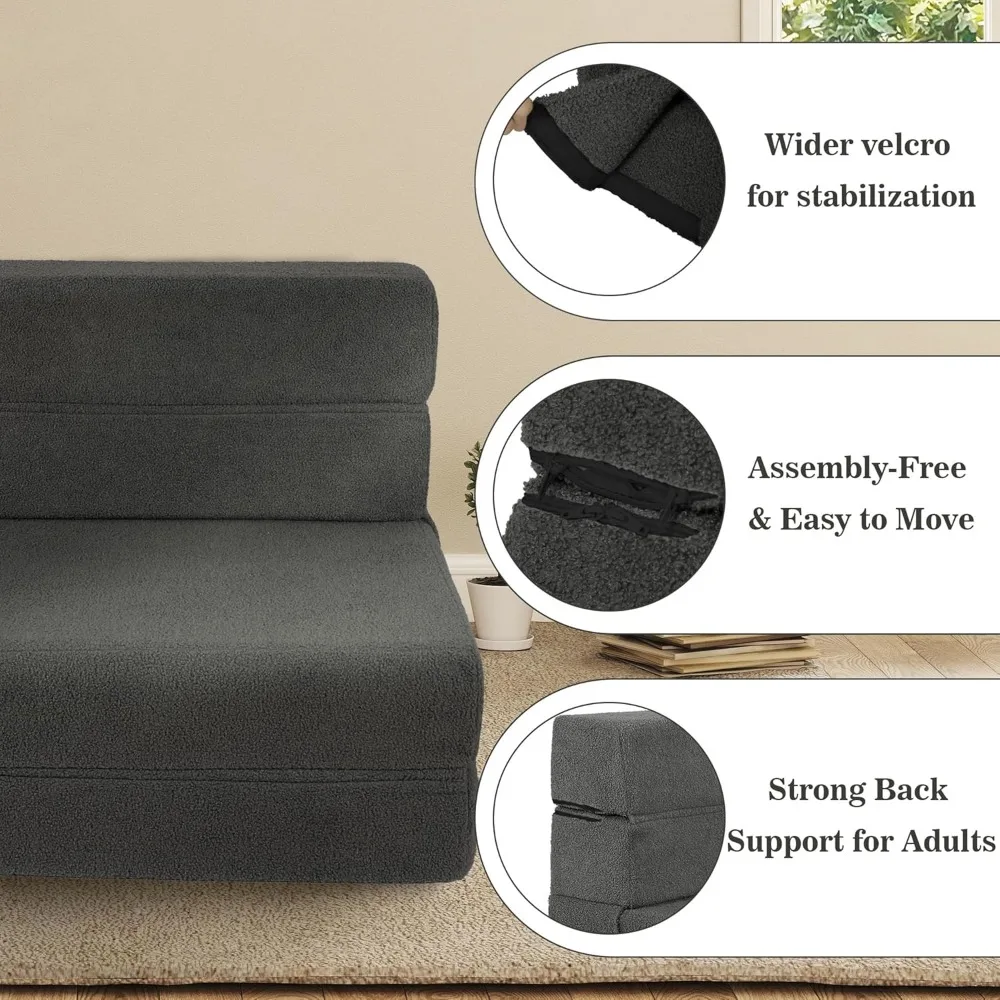 Divano letto convertibile, divano pieghevole per uso a pavimento, poltrona letto futon con supporto per tutore