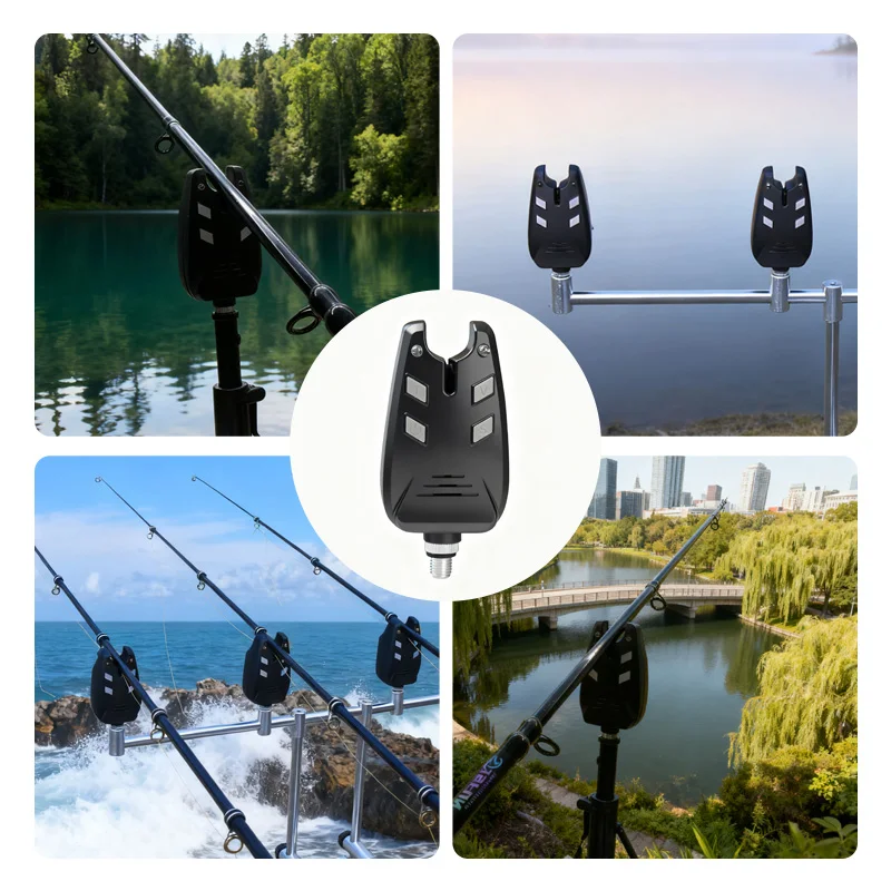 JSFUN Carp Fishing Bite Alarm Electronic Fish Bite Indicator, Carp Rod Alarm Fishing Tackle Accessory, 1/2/3/4Pcs Optional