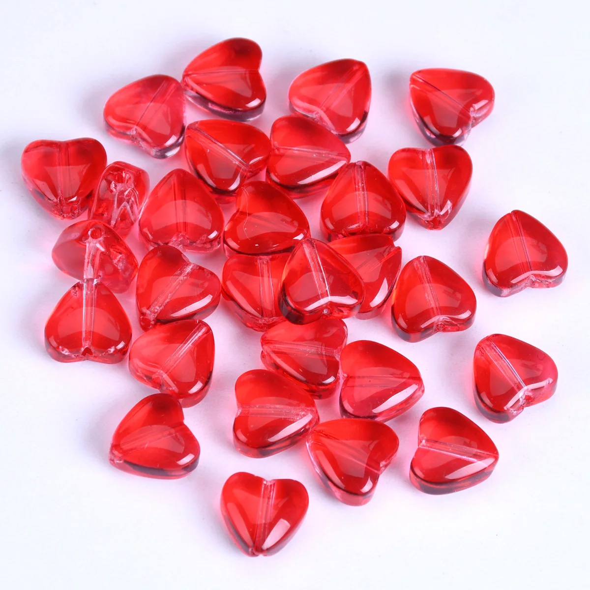 

20pcs Small Red Heart Shape 8mm Coated Crystal Glass Loose Beads For Jewelry Making DIY Crafts Findings