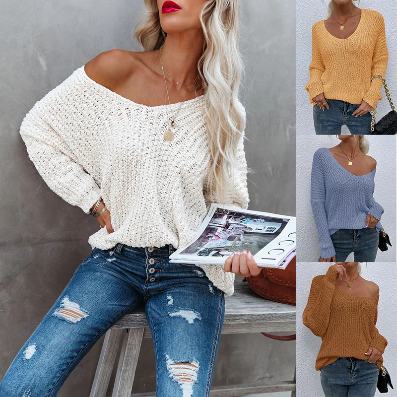 

Pullovers Women Sweaters Casual V Neck Full Sleeve Jumpers Y2k Streetwear Elegant Splice Knit Work Tops Autumn Winter 2025