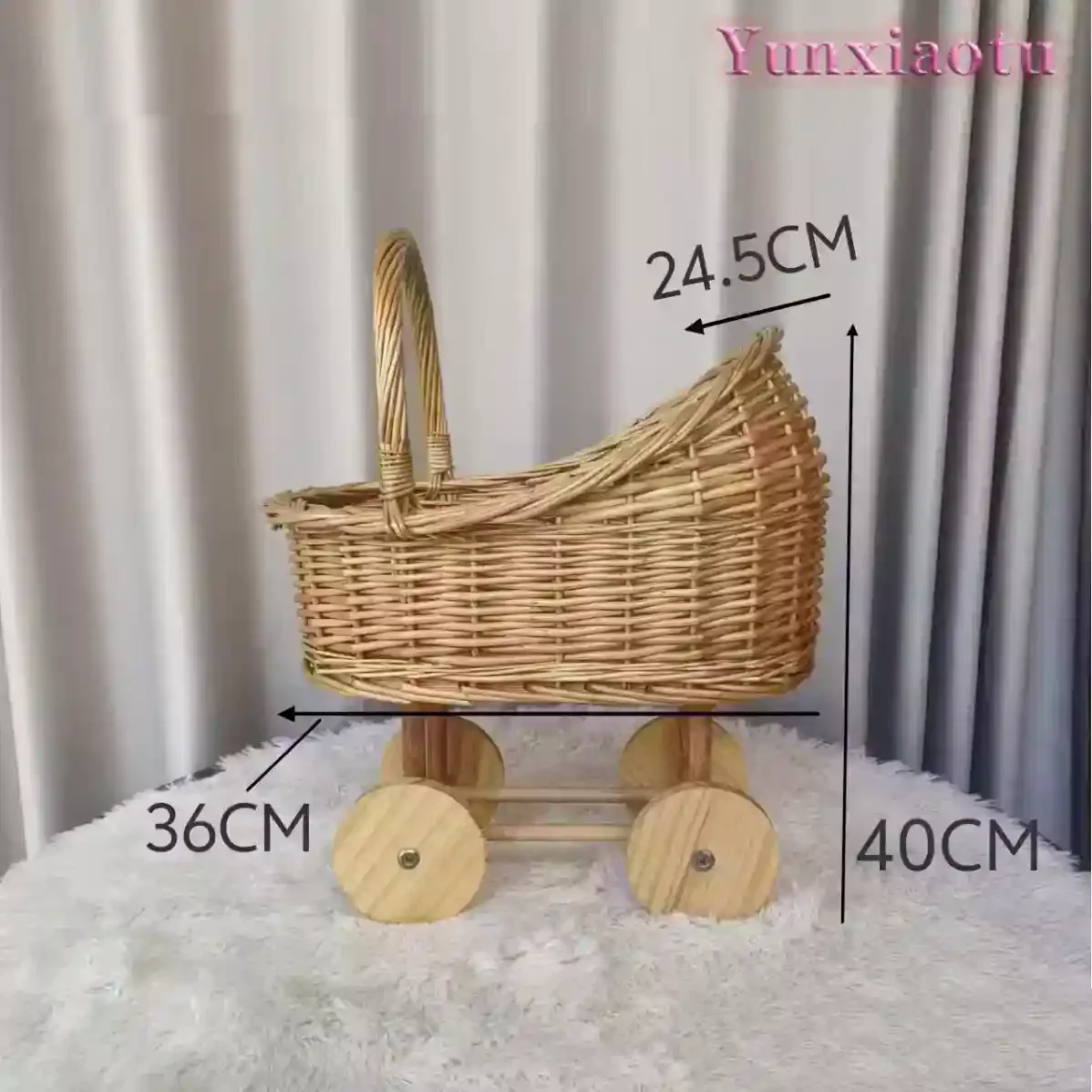 Handwoven Wicker Baby Bassinet Stroller - Multi-Functional Storage Basket for Pets & Infants | Boho Chic Nursery Decor