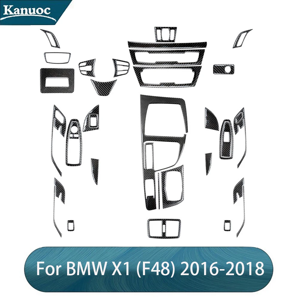 

For BMW X1 F48 2016-2018 Carbon Fiber Stickers Black Various Parts Interior Styling Stickers Car Accessories