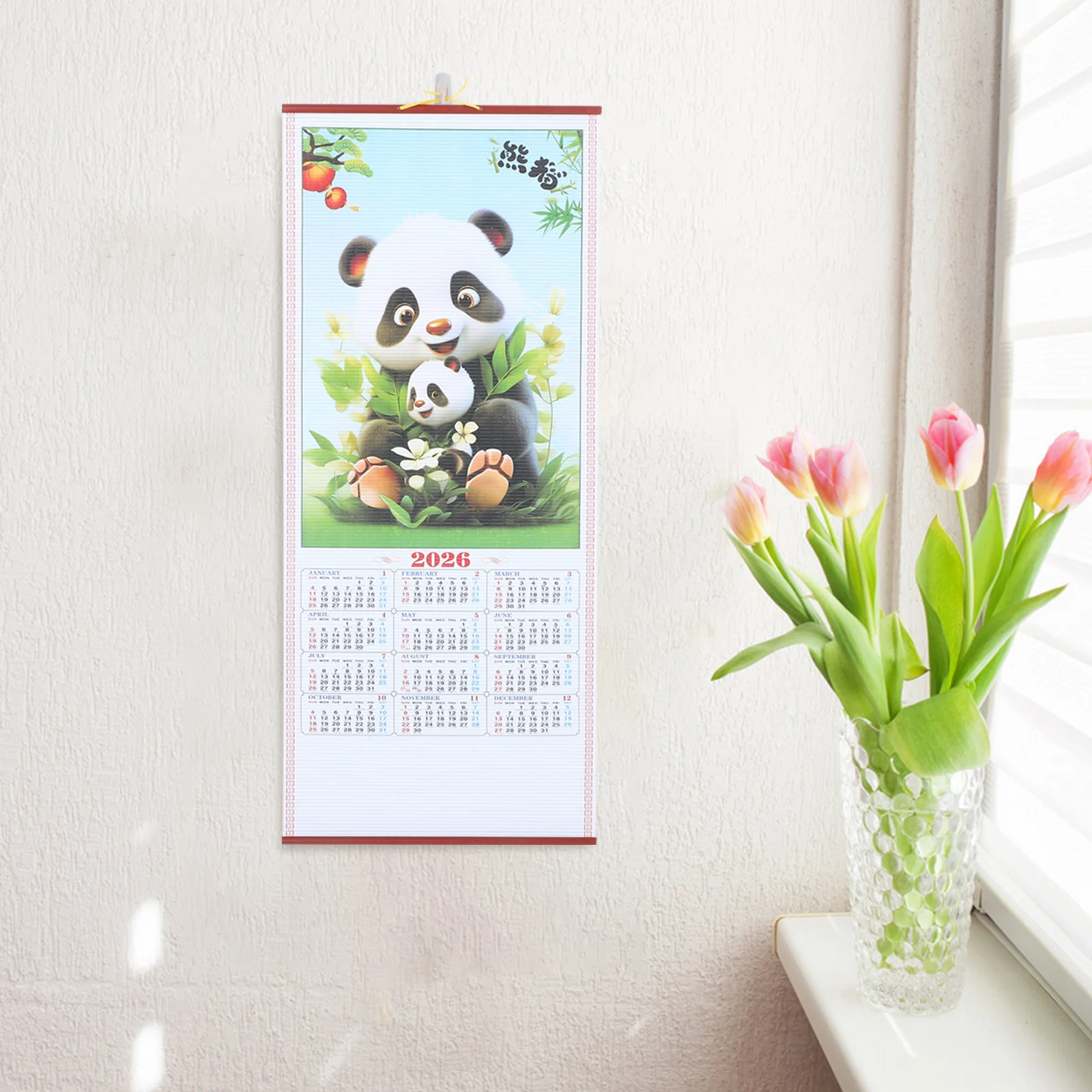 2026 الحصان سنة معلقة التمرير التقويم كبير الصينية القمرية جدار التقويم لغرفة المعيشة مكتب ديكور التقليدية المسيل للدموع #2