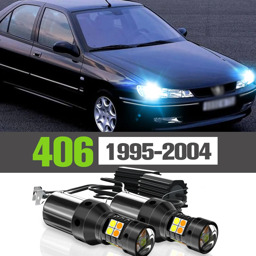 

2x LED Dual Mode Turn Signal+Daytime Running Light DRL Accessories Lamp For Peugeot 406 1995-2004 1998 1999 2000 2001 2002 2003