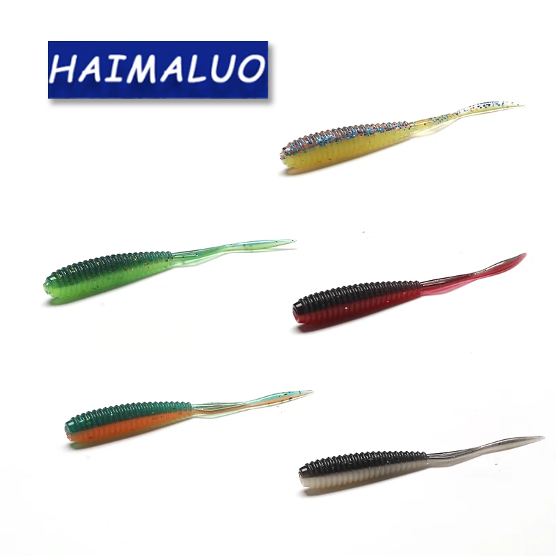 HAIMALUO Worm Lure Soft Bait 61mm Crazy Ocean Caterpillar Lures Silicone Artificial Swimbaits Pesca Cheap Fishing Tackle