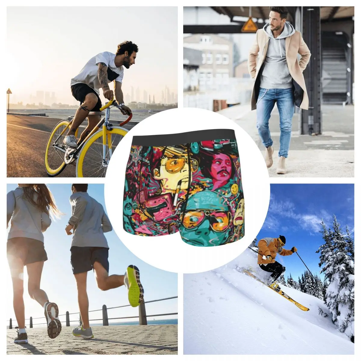 복서 팬티 반바지 라스베가스의 두려움과 혐오 아트 팬티 남성용 부드러운 속옷 남자 남자친구 선물