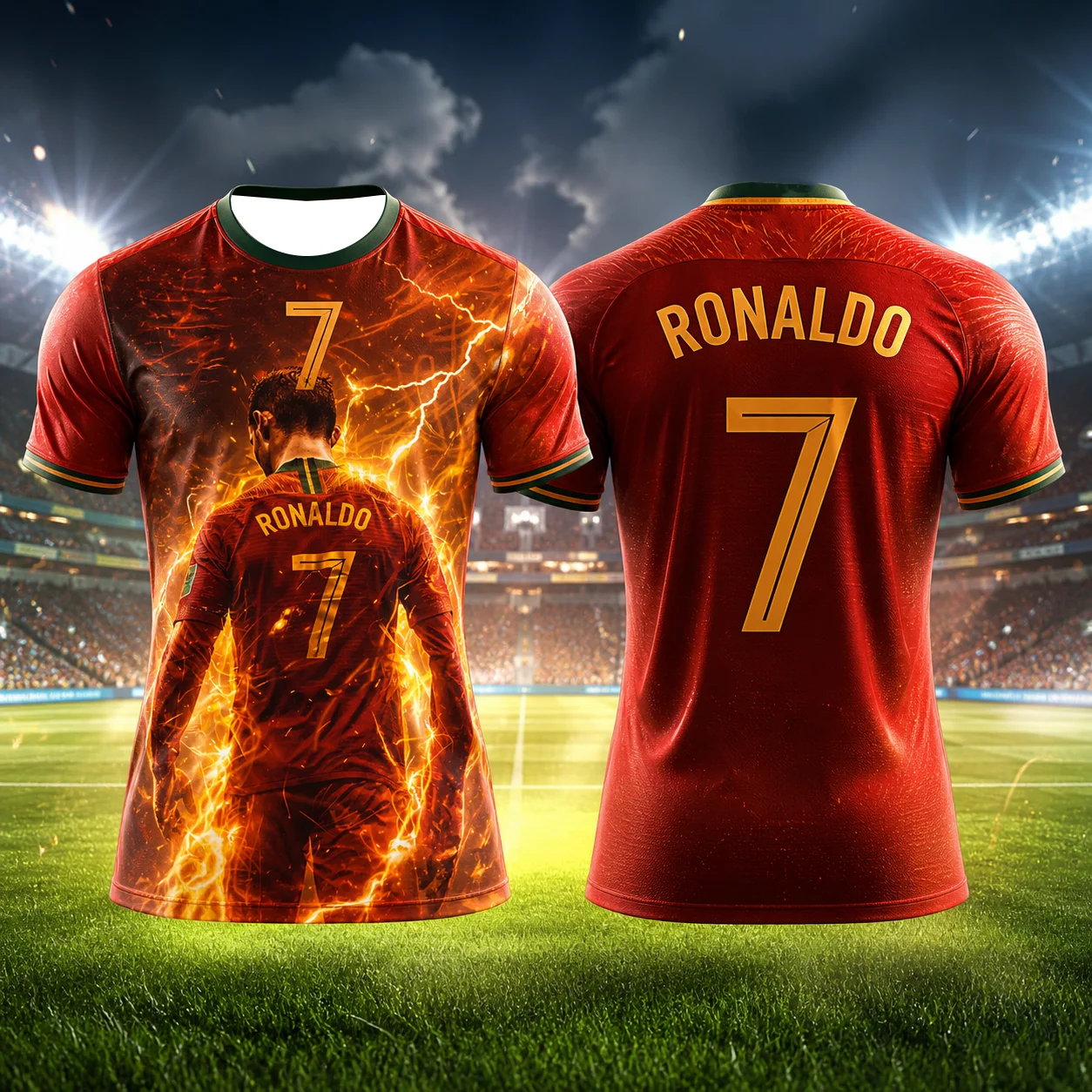 Modisches Ronaldo-Fußballtrikot für Erwachsene, bequemes, atmungsaktives, schnell trocknendes Fußball-T-Shirt für Männer und Frauen, Training und Streetwear