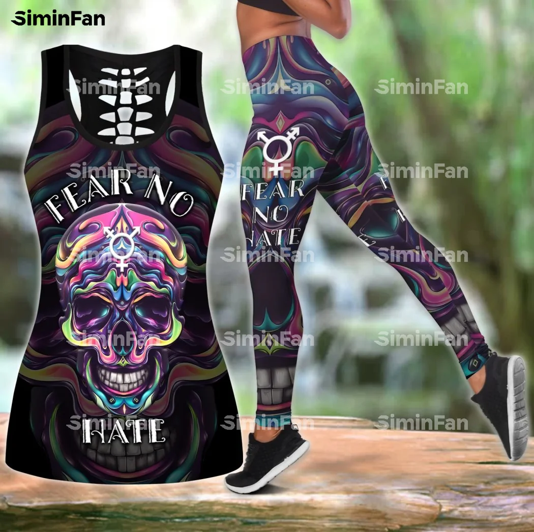 LOVE PRIDE LGBT SKULL 3D Full Printed Tank Top Legging Women Vest Pant Suits Female Outfit Summer Two Piece Set Yoga Sportswear