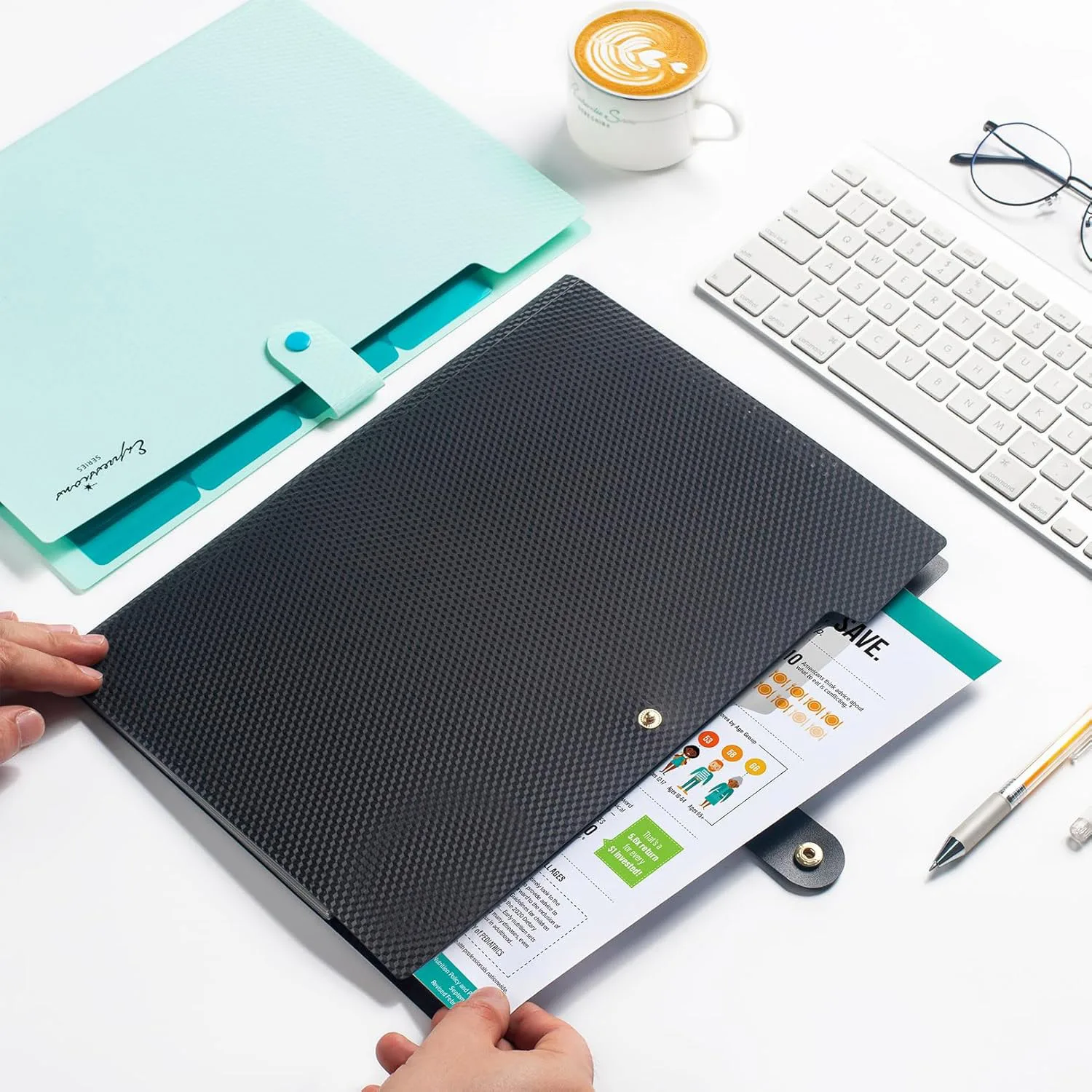 Makeasy 学用品ファイルフォルダー、レターサイズアコーディオンファイルオーガナイザー、ドキュメントオーガナイザー用拡張ファイルフォルダー