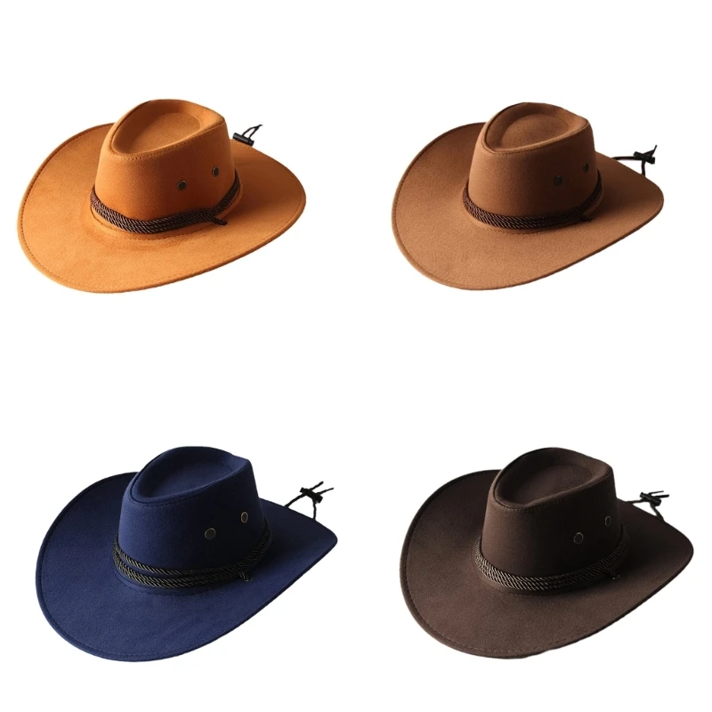 Fashion Western Cowboy Hat Wide Brim Solid Color Basin Hat All-match for Unisex Drop Shipping